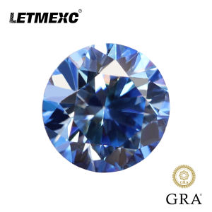 Letmecc Ice Blue Sky Blue Moissanite Loose Stone Lab เพชรอัญมณี VVS1รอบรูปร่าง GRA Cartificate สำหรับเครื่องประดับที่กำหนดเอง