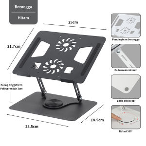 Laptop Stand 360° Rotatable Bisa Dilipat Portable Laptop Stand Dudukan Notebook Meja Aluminium