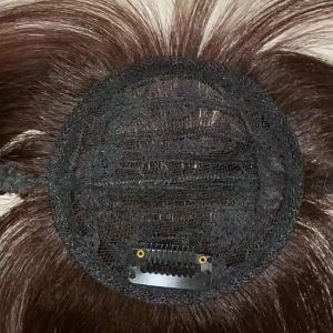 ที่คาดผมขนาด 10*10-25 ซม. ชิ้นผมมนุษย์ 100% ท็อปเปอร์ผม ปิดผมทดแทน ผมขาว ระบายอากาศได้และน้ำหนักเบา เพิ่มปริมาณผมสำหรับผู้หญิง