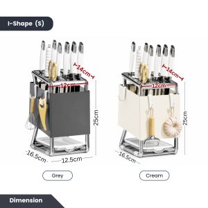Easyhome.sg Kitchen Knife Holder Rack Multi-Functional Cutlery Utensil Organizer Knife Storage Stand
