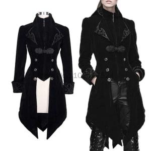 2025 Steampunk Women Men Medieval Dress Costume Velet Stand Collar Tailcoat Gothic Vampire Cosplay Jacket Coats S-5XL2026
