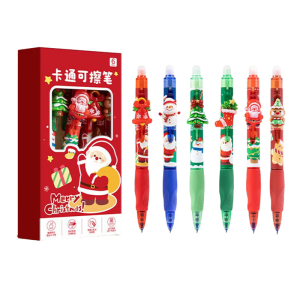 6Pcs Erasable Christmas Gel Inks Pen 0.5mm Tip Blue Inks Retractable Gel Pen Journaling Pens for Writing Note Taking