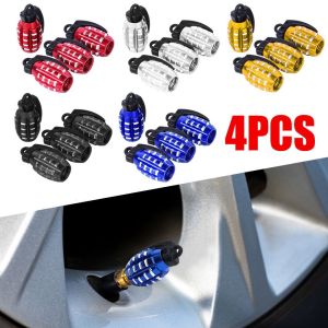 QIXING Cars 4PCS Colorful Aluminum Alloy Valve Stem Dust Covers Theftproof Dust Proof  Caps Tire Valve Caps Tyre Rim Stem Cover Auto Wheel Cap
