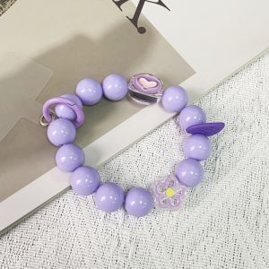 Korean INS Girl Style Cute Candy Color Cartoon Beaded Phone Chain Fresh Sweet Anti Lost Phone Case Lanyard