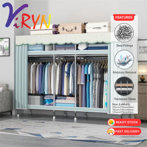 ViRYN Clothes Wardrobes Steel Diameter 20mm Cloth Wardrobe Almari Baju Rak Baju Bedroom Furniture Clothes Organization Multi Colour Design DIY Space Saving