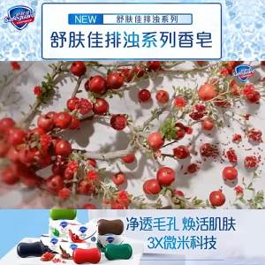 Safeguard Pomegranate Soap for Skin Care Detoxifying Face Wash Bath Soap Body Soap Hand Soap with Long-lasting Fragrance