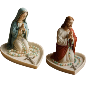 Thánh mẹ cha bức tượng cầu nguyện khay nhựa Tôn Giáo decors hộp hạt Mân Côi cho nhà thờ hoặc quà tặng cho