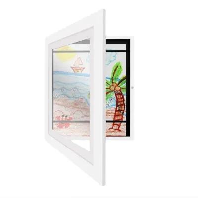 【SKIT】Kids Art Frames A3 A4 Size Flip Frame Wooden Decorative Picture Frame Changeable Children Drawing Portfolio Storage Box