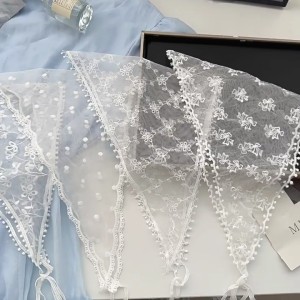 Khăn quàng cổ ren polyester với khăn trùm đầu thêu họa tiết hoa lớn cho môi trường gia đình thoải mái và phong cách