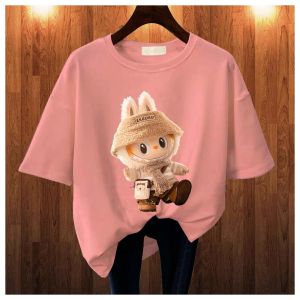 BAJU KAOS WANITA OVERSIZE LENGAN PENDEK LABUBU T SHIRT KATUN KOMBED COTTON COMBED KAOS BASIC PRINT