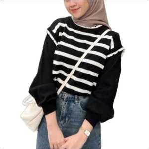 ATASAN RAJUT WANITA LENGAN BALON KNIT TOPS Baju Knitwear