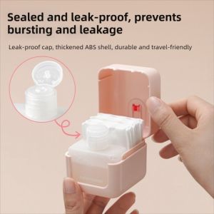 BEAUTYLADIES with Flip-Top Lid Travel Makeup Remover Case Portable Pocket-Sized 2-in-1 Wash Remove Makeup Set Refillable Dust-proof Compact Plastic Storage Box for Travel