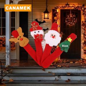 【CANAMEK】 5Pcs Christmas Clap Bracelets Cartoon Santa Claus Snowman Reindeer Papa Circle Wristbands Holiday Party Childrens Gifts