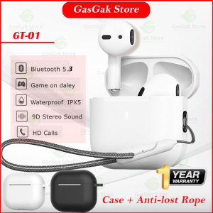 GasGak Wireless Earbuds GT01-mini5 Bluetooth Headphones with Lanyard 3D Surround Sound Half In-ear Earphones 6H Playtime with Microphone Noise Canceling Waterproof Game Headset