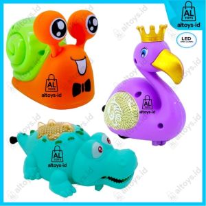 Mainan hewan tarik bisa menyala lampu binatang buaya siput angsa flamingo