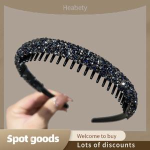 Heabety Fashion Non-slip Rhinestone Hair Hoops Bands Women Toothed Elastic Headbands For Women Shiny Luxury Hair Hoops