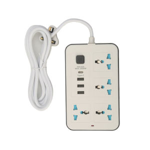 Power Strip Universal Extension Plug With 6 USB Ports 3 Power Strip Output 3.4A & 2m UK Plug Charger Fast Charging Extension Socket