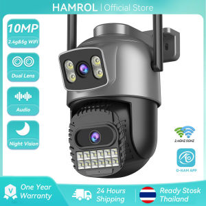 Hamrol 10MP 5G&2.4GHZ Dual Lens PTZ WiFi Camera Human Tracking Smart Night Vision Wireless CCTV O-KAM App