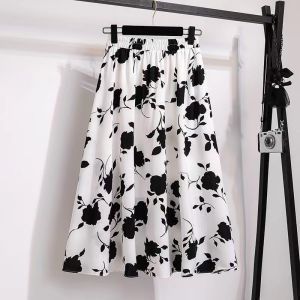 High-end Floral Skirt Women Summer Thin High Waist Long Skirt For Women Crotch Covered A-line Skirt