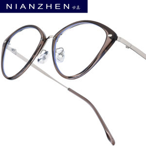 NIANZHEN TR90 Alloy Eyeglasses Frame Women Cat Eye Brand Design Glasses Men Ultralight Retro Vintage Eyewear Spectacles 11510