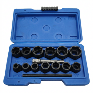 [Original 24 hours delivery] 14Pcs/Set Broken Nut Bolt Extractor Socket Head To Take Hexagonal Screw Tool Screws Remover Threairuding Tool Kit Black Nuts Set
