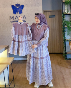 Baju Sarimbit Keluarga Terbaru 2025 Baju Kondangan Couple Gamis dan Kemeja Toyobo Ibu Ayah dan Anak