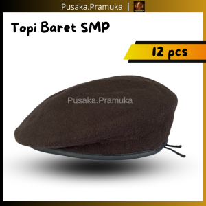 Grosir 12 pcs Topi Baret Pramuka Putra Untuk Anak SD SMP SMA Bahan Laken/Bludru