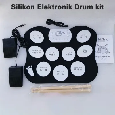Silikon Elektronik Drum kit Roll up Drum Set portabel untuk Anak-anak dan Pemula instrumen musik