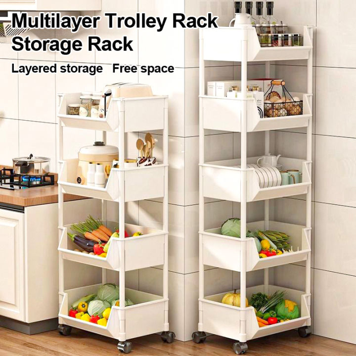 Trolley Bookshelf Kitchen Storage Rack Kitchen Corner Narrow Slit ...