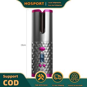 【HOSPORT】Portable Wireless Curling Wand with LCD Screen Adjustable Heat and Anti-Scald Handle in Purple