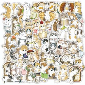50Pcs Funny cute Cats Emoji Series Stickers DIY Luggage Laptop Waterproof Doodle Decals Sticker