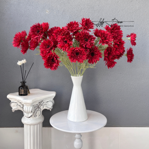 Cành Hoa đồng tiền cánh kim 4 bông thân mốc 4 Nhánh dài 77cm trang trí Hoa Lụa Lylydecor
