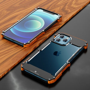 Aluminum Bumper Case For iPhone 16 15 14 13 Pro Max 12 Mini 11 Pro Casing Metal Wood Phone Cover Cases for iPhone 7 8 Plus X XR XS Max Frame
