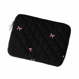 LENMAX. Embroidery Laptop Storage Bag INS Korean Style Bow Computer Bag Cute 13 Inch Tablet Sleeve Case Women