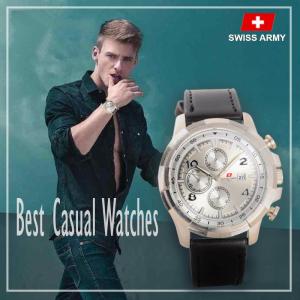 Swiss Army Jam Pria Casual - SA-6675-TGL-LEATHER BAND