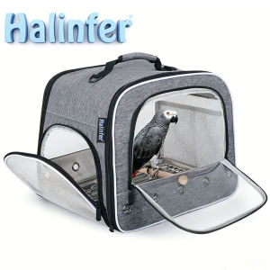 Bird Travel Carrier Cage for Large Size Parrot Parrot bag,bird travel cage,Portable Bag with Metal Tray and Grate to Carry and Transport Medium and Large Birds Like African Grey Long Tail Cockatiel and Parrot