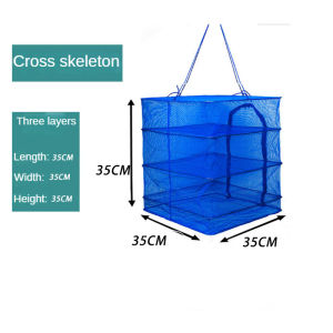 Foldable Fish Meat Drying Rack Steel Frame PE Mesh Multi-Layer Hanging Dryer