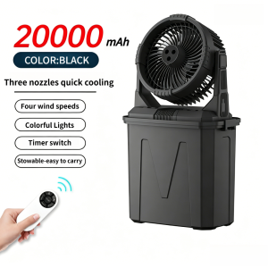 Portable Mist Spray Fan Air Cooler Rechargeable Kipas 20000mAh Outdoor Camping Cooling fan 10L portable bucket fanusb charging camp tent fan multi-color light