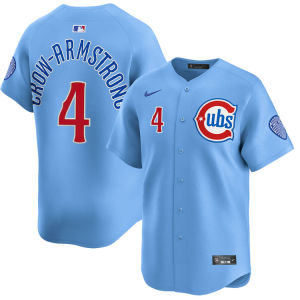 In-stock MLB embroidered baseball jersey Chicago Cubs 4 #   Light blue jersey European and American style