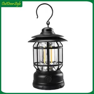 [Arrived within 3 days] 1200mAh Camping Light Multifunctional 300 Lumens Vintage Hanging Lanterns USB Rechargeable Retro Garden Decoration Lights Bumpproof for Indoor Outdoor