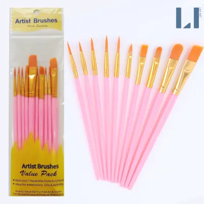 Bộ 10 cọ vẽ chuyên dụng vẽ màu nước màu acrylic tô tranh số hoá - Bộ cọ vẽ tiện dụng với nhiều kích cỡ