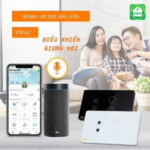Công Tắc Cảm Ứng Thông Minh HUNONIC DATIC 2 Nút Kèm Ổ Cắm - Công Tắc Wifi Điều Khiển Từ Xa Bằng Điện Thoại - Chính hãng bảo hành 12 tháng - Bản New