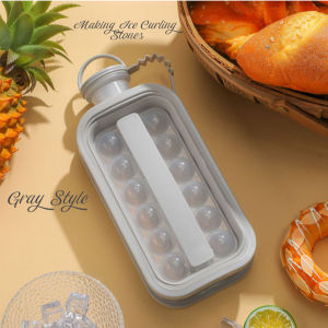 2 In 1 Ice Ball Maker Kettle Portable Silicone Ice Cube Mold Creative Ice Hockey Water Bottle Leakproof Cold Drink Maker Kitchen Bar Gadgets Fast Freezing Round Ice Tray Silicon Whiskey Cocktail Reusable Container