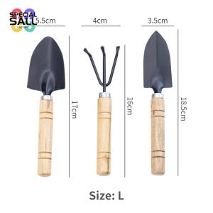 【 3-piece Set 】 Iron Gardening Tool Set Rake Tip Shovel Indoor Potted Soil Loosening Tool Flower and Vegetable Planting Tool