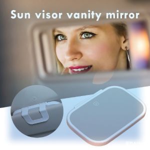 LED Car Sun Visor Mirror Clip-On Foldable Adjustable Dimmable Vanity Light