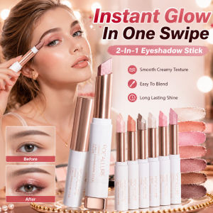2 in 1 Dual Color Eye Shadow Stick Instant Glow Shimmer Cream Eyeshadow Stick Long Lasting Blendable Highlight Eye Makeup