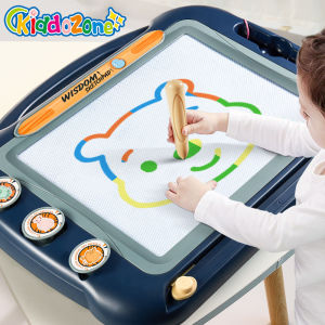 KiddoZone 46 × 35.5ซม. ขนาดใหญ่8วาดสีกระดานแม่เหล็กเขียนภาพวาดแผ่นร่างแบบเลื่อนลบได้กระดานวาดภาพของเล่นเพื่อการศึกษาการเรียนรู้ของขวัญเด็กสำหรับเด็กหญิงและชาย
