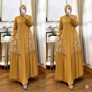 Alluna Dress Brukat Tulle Gamis Muslim Dress Murah Gamis Syari