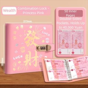 WILLUCK Save Money 200 Envelopes Money Saving Challeng With Password Lock PU Savings Binder Gifts Portable Savings Challenges Book Lovers