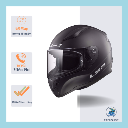 [CHÍNH HÃNG] MŨ BẢO HIỂM FULLFACE LS2 FF353 RAPID ĐEN NHÁM ( Tặng kèm khăn trùm ninja )